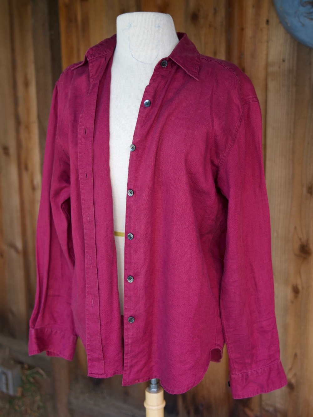 Vintage Eddie Bauer 100% Linen Magenta Long Sleeve Button Down Woman's M - Picture 10 of 15
